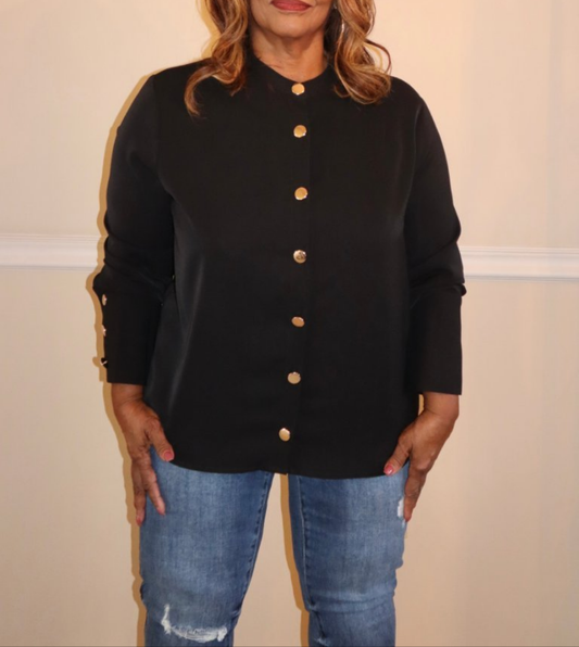 Mara Gold Button Blouse (Final Sale)