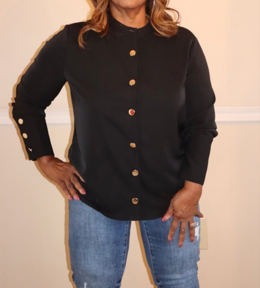 Mara Gold Button Blouse (Final Sale)