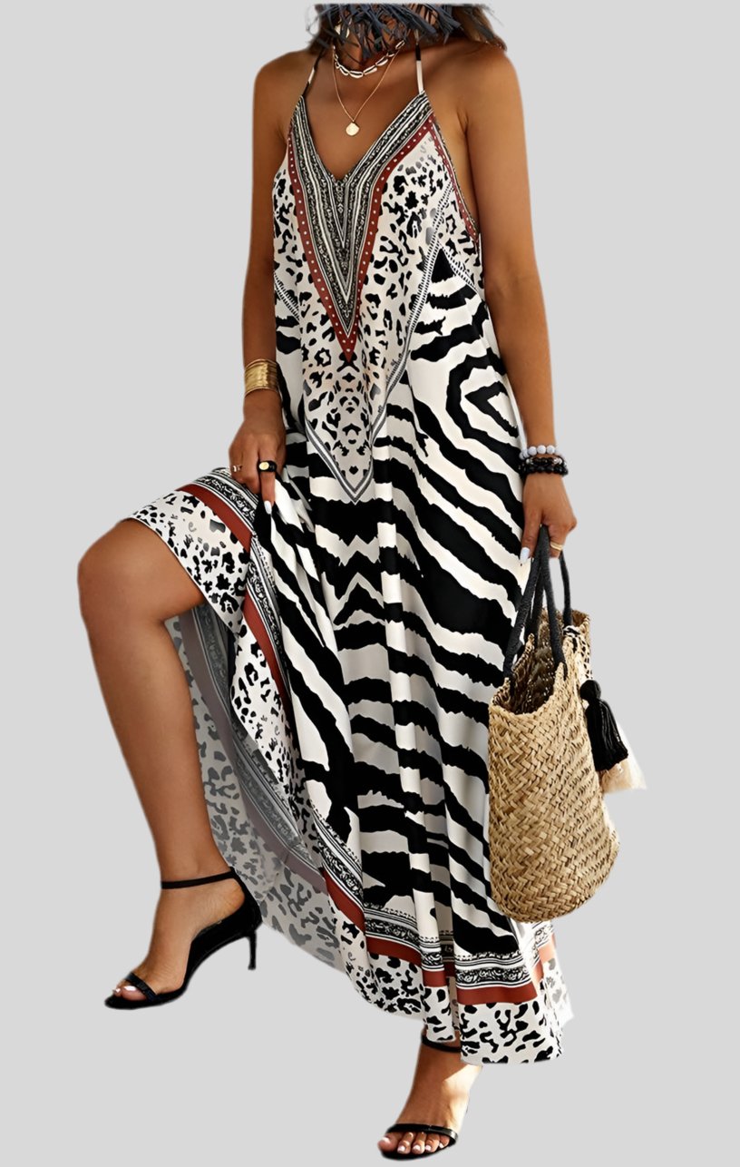 Animal Print Maxi Dress - Fly VSJ, Women's Clothing and Fashion Accessories