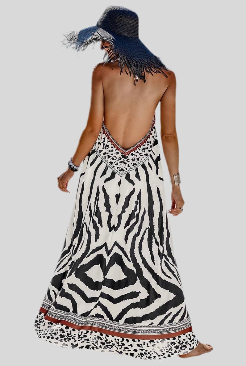 Animal Print Maxi Dress - Fly VSJ, Women's Clothing and Fashion Accessories
