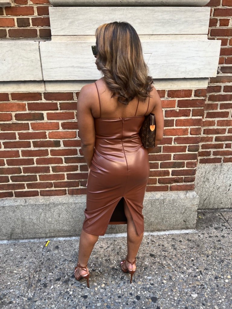 Attention Magnet Faux Leather Dress - Fly VSJ, Women's Clothing and Fashion Accessories
