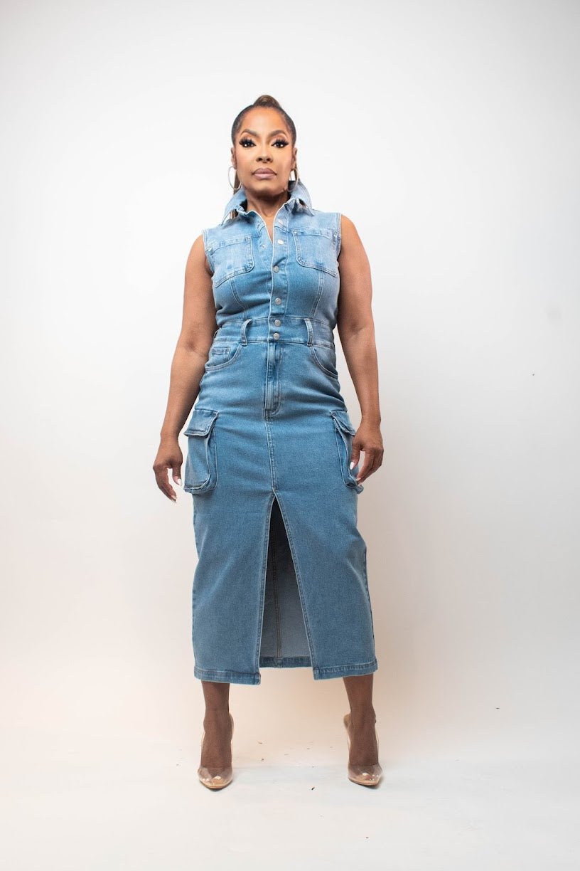 Cargo Denim Dress - Fly VSJ, Women's Clothing and Fashion Accessories