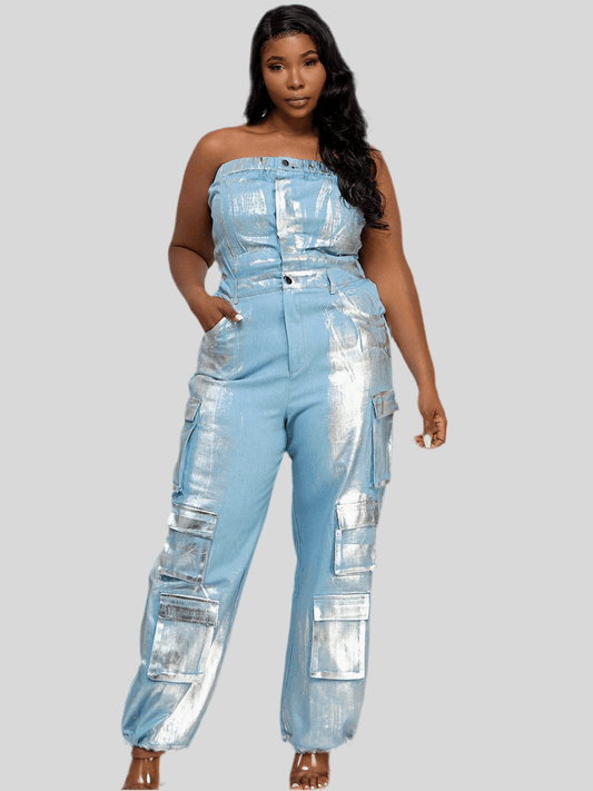 Cassie Cargo Foil Jumpsuit - Fly VSJ, Women's Clothing and Fashion Accessories
