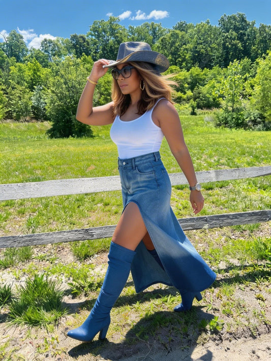 Eclipse Denim Skirt - Fly VSJ, Women's Clothing and Fashion Accessories