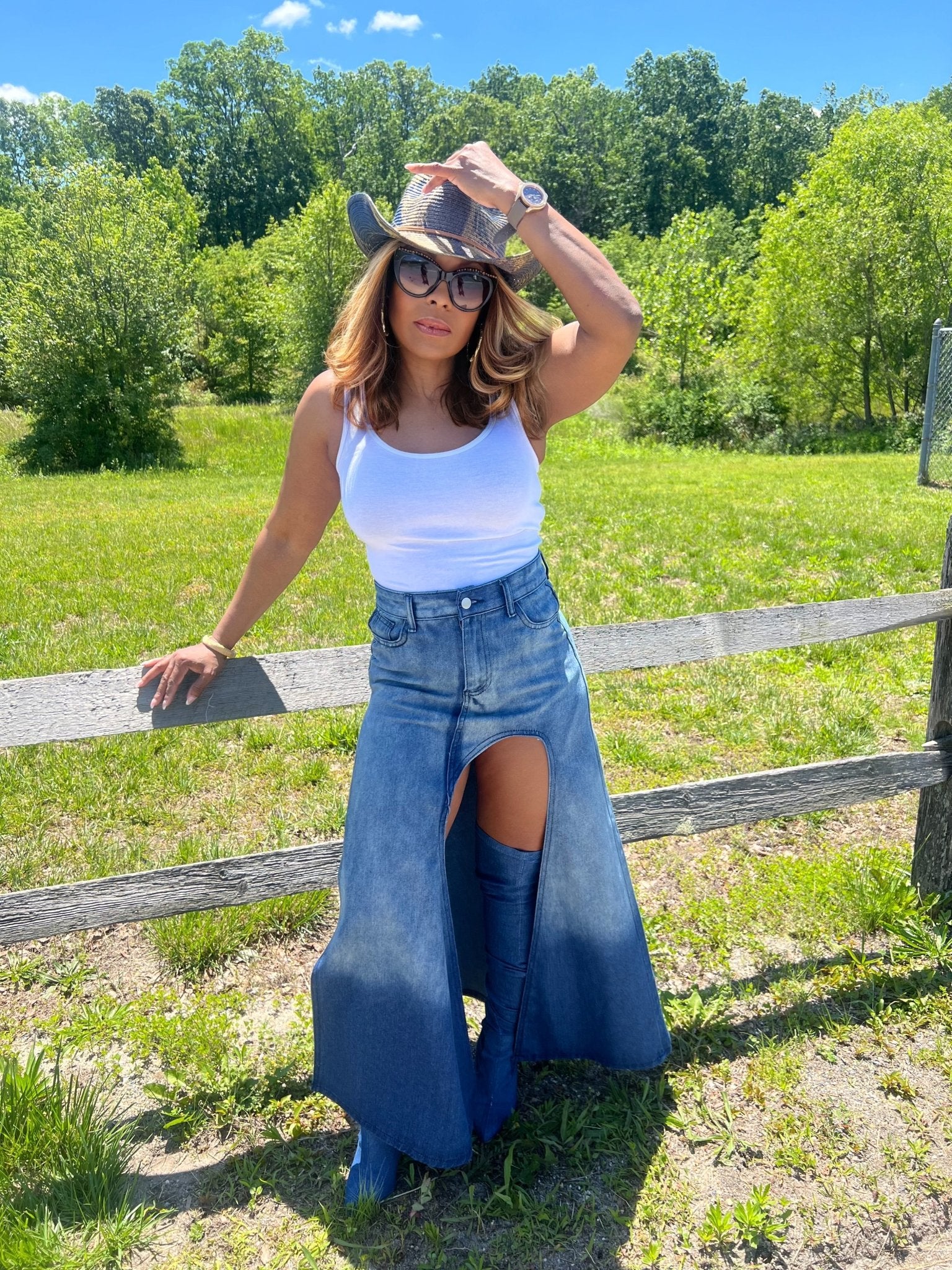 Eclipse Denim Skirt - Fly VSJ, Women's Clothing and Fashion Accessories