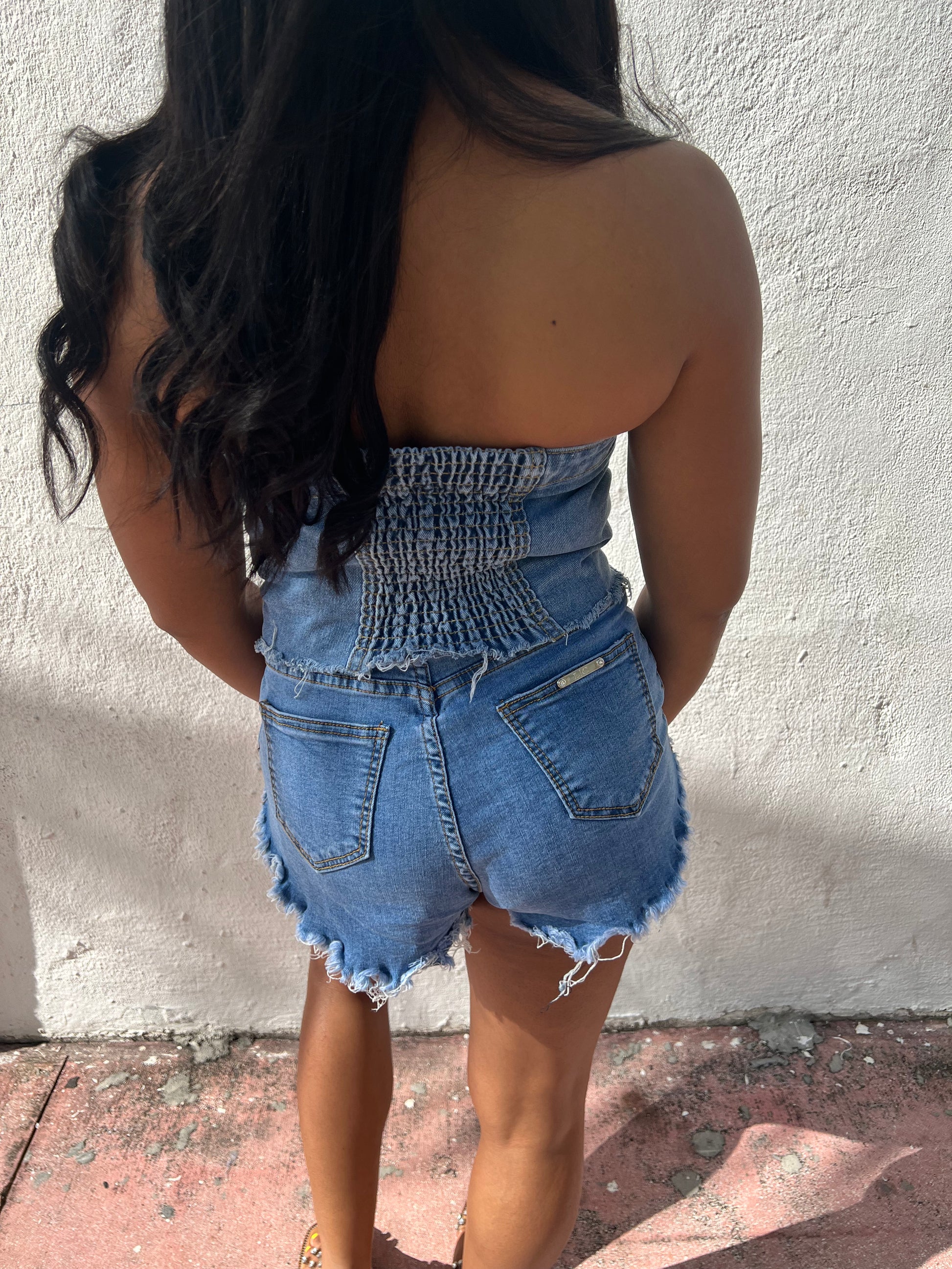 denim tube top back