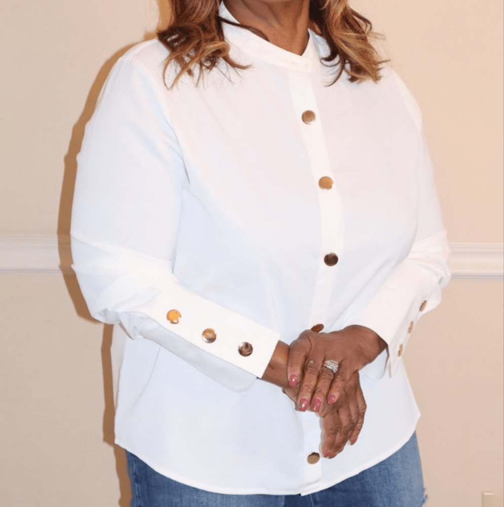 Mara Gold Button Blouse (Final Sale) - Fly VSJ, Women's Clothing and Fashion Accessories
