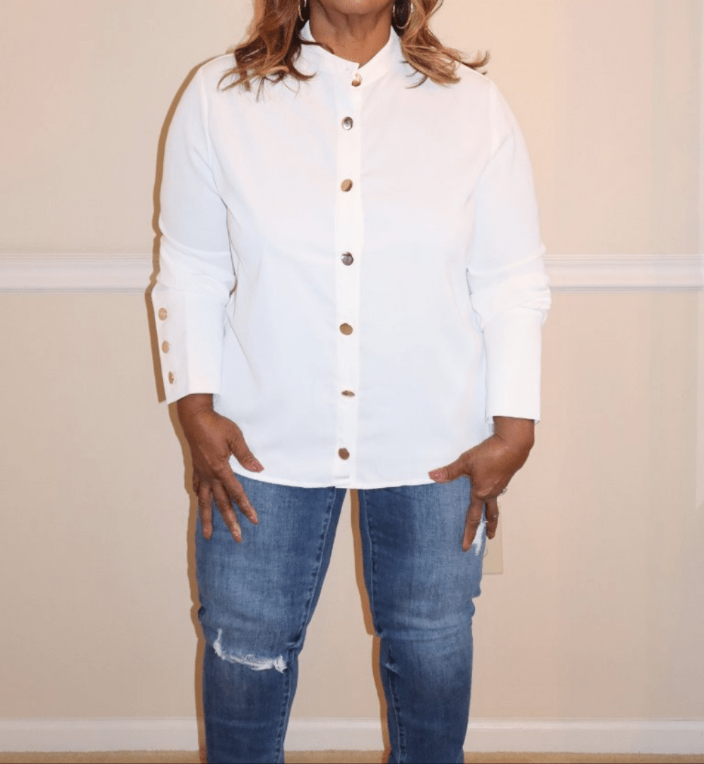 Mara Gold Button Blouse (Final Sale) - Fly VSJ, Women's Clothing and Fashion Accessories