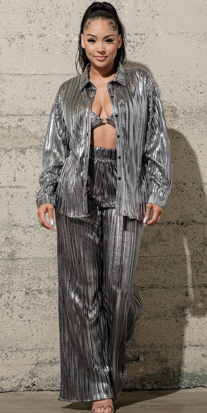 Metallic Three Piece Set - Fly VSJ, Women's Clothing and Fashion Accessories