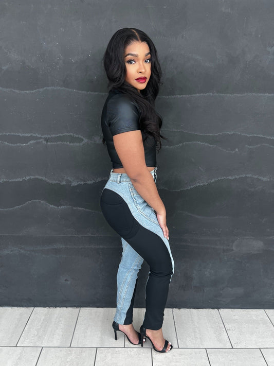 Mimi Contrast Jeans - Fly VSJ, Women's Clothing and Fashion Accessories