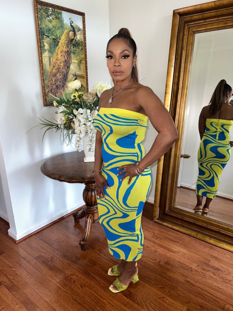 Retro Swirl Midi Dress - Fly VSJ, Women's Clothing and Fashion Accessories