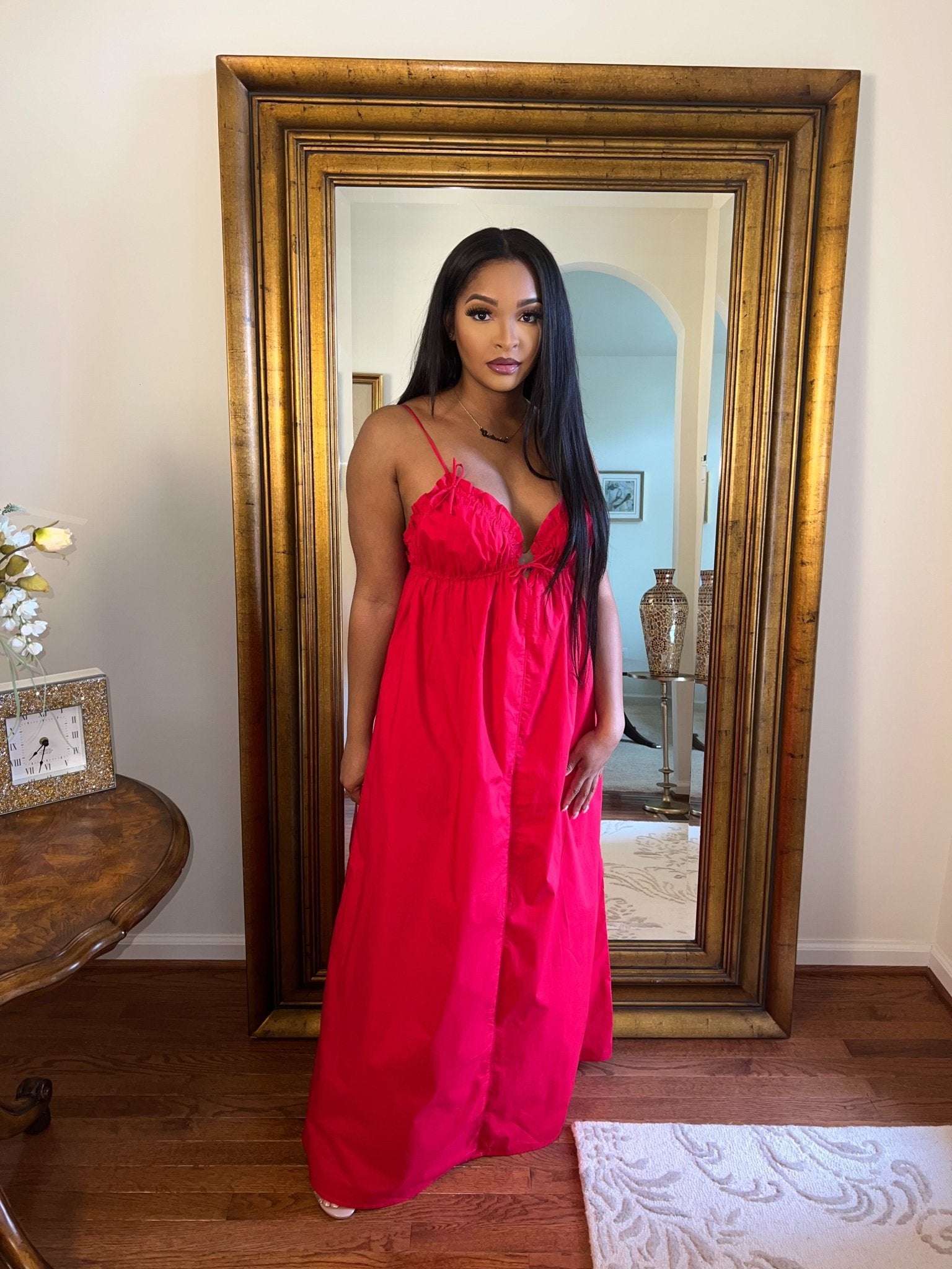 Model wearing Romantica Cotton Maxi Dress - Fly VSJ, Women's Clothing and Fashion Accessories
