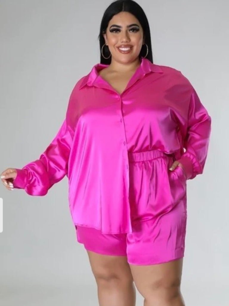 Satin Curvy Short Set (Final Sale) - Fly VSJ, Women's Clothing and Fashion Accessories