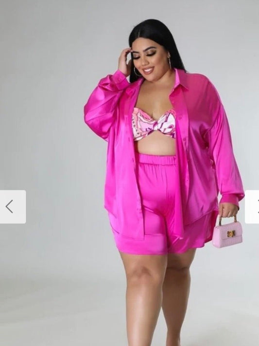 Satin Curvy Short Set (Final Sale) - Fly VSJ, Women's Clothing and Fashion Accessories