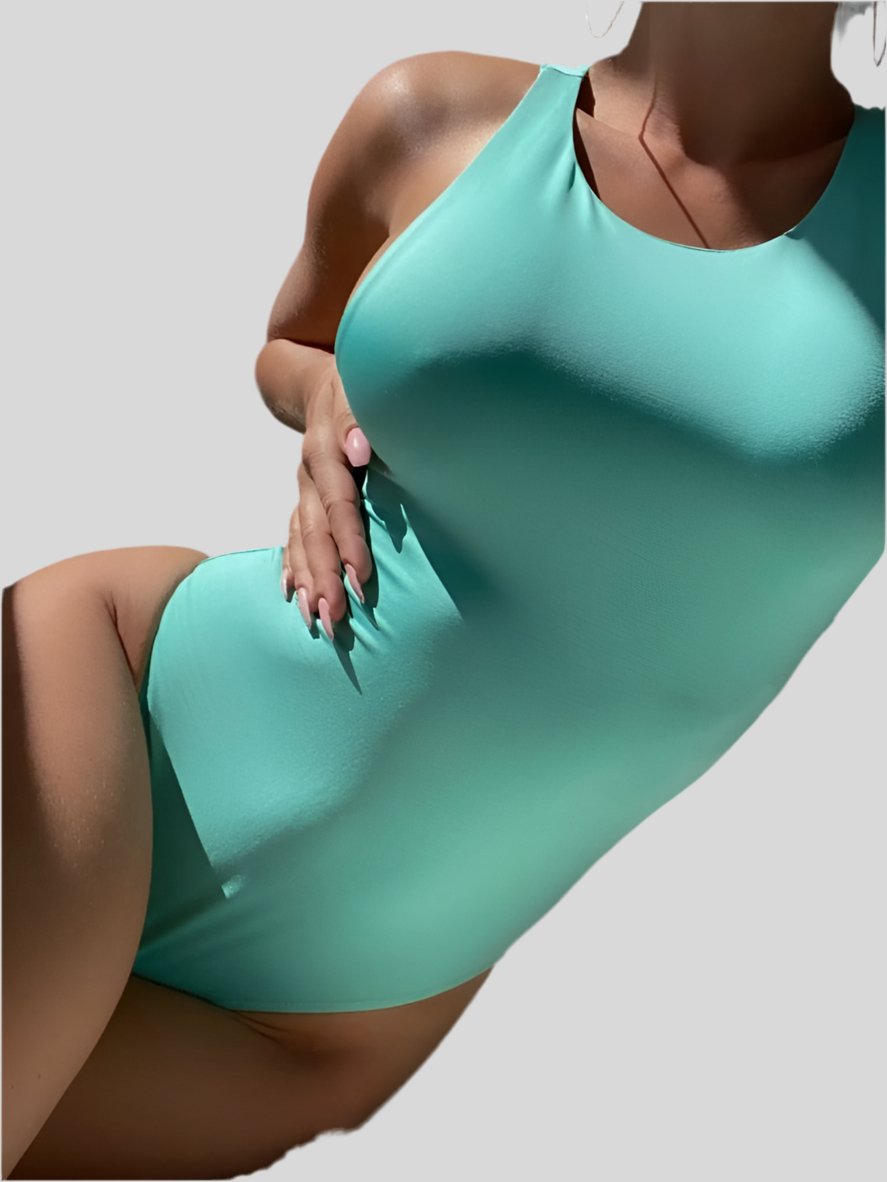 Stretchy Soft Thong Bodysuit - Cyan - Fly VSJ, Women's Clothing and Fashion Accessories