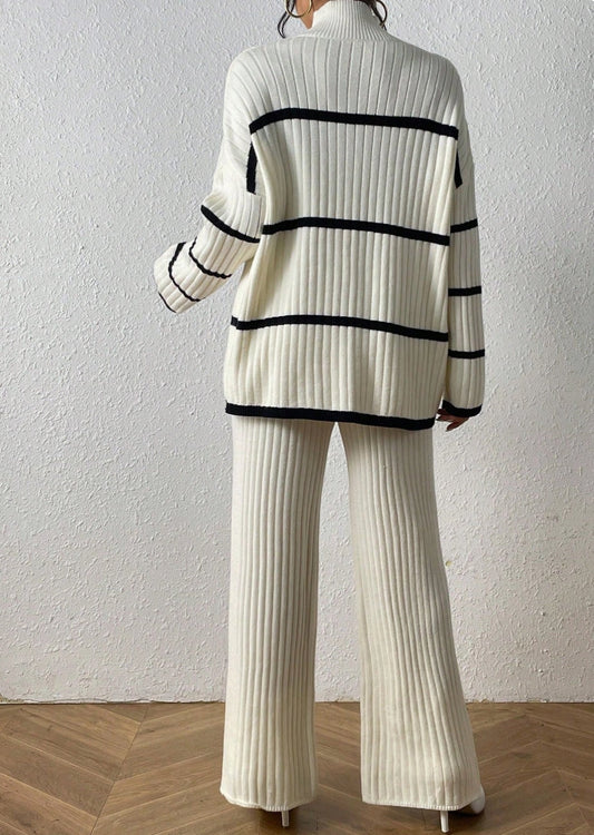 Stripped Top Knit Pants Set - Fly VSJ, Women's Clothing and Fashion Accessories