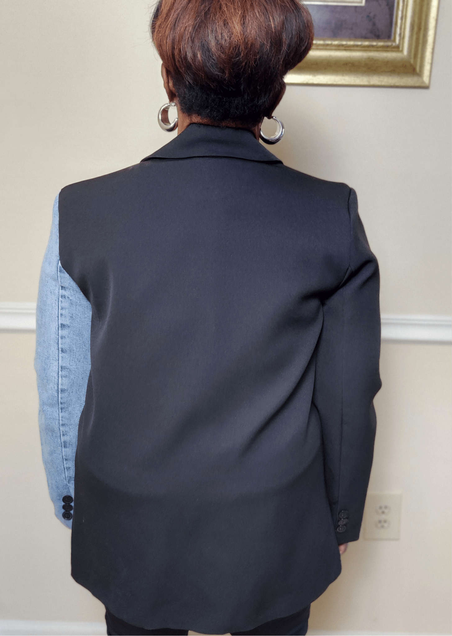 Tailor Denim Contrast Blazer - Fly VSJ, Women's Clothing and Fashion Accessories