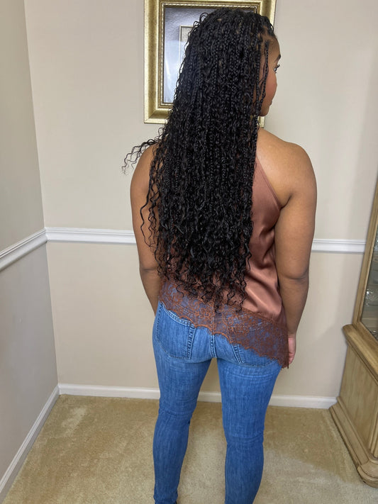 The Avina Satin Lace Asymmetric Top - Fly VSJ, Women's Clothing and Fashion Accessories