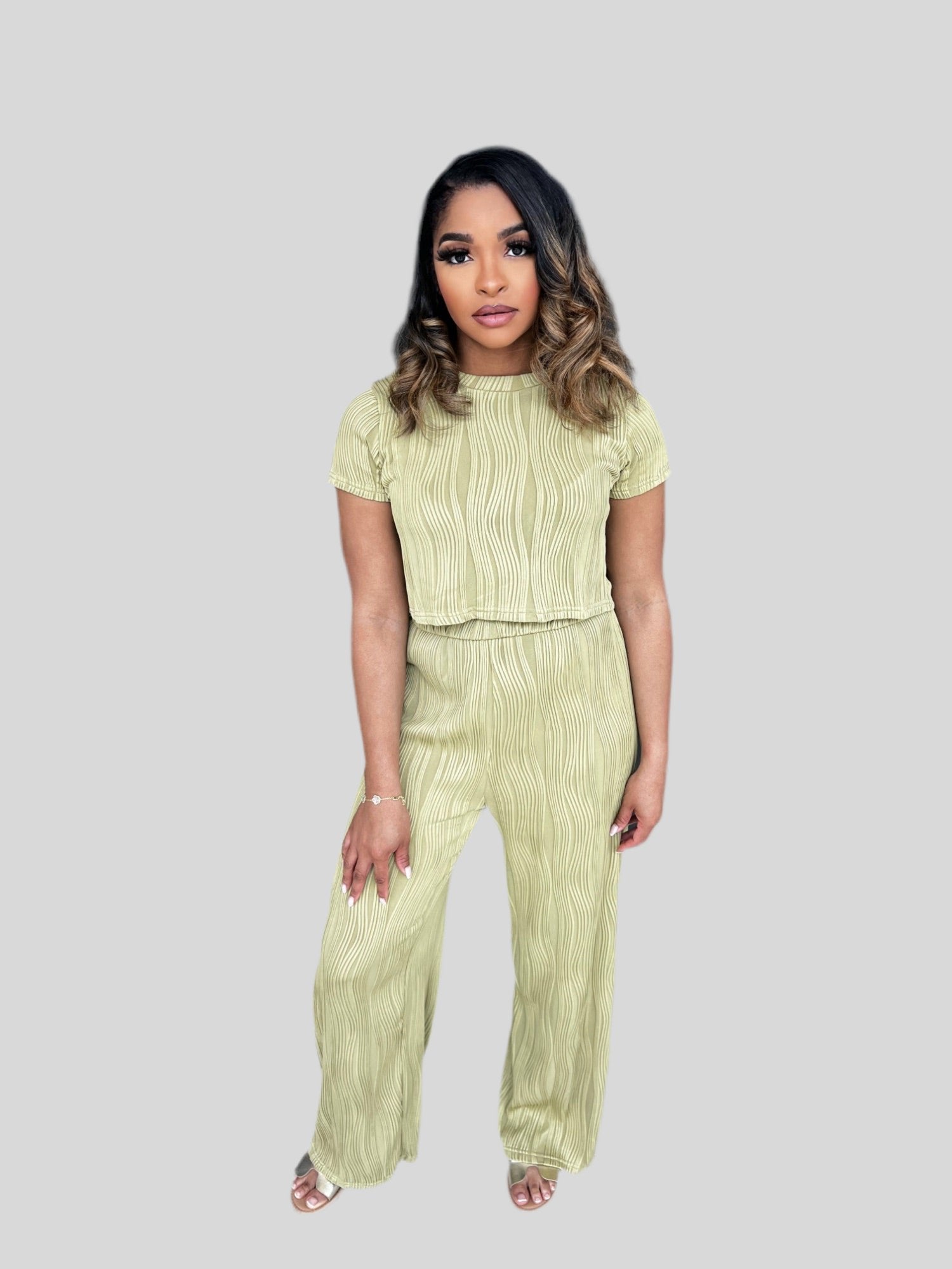 Two - Piece Crop Top Set - Fly VSJ, Women's Clothing and Fashion Accessories
