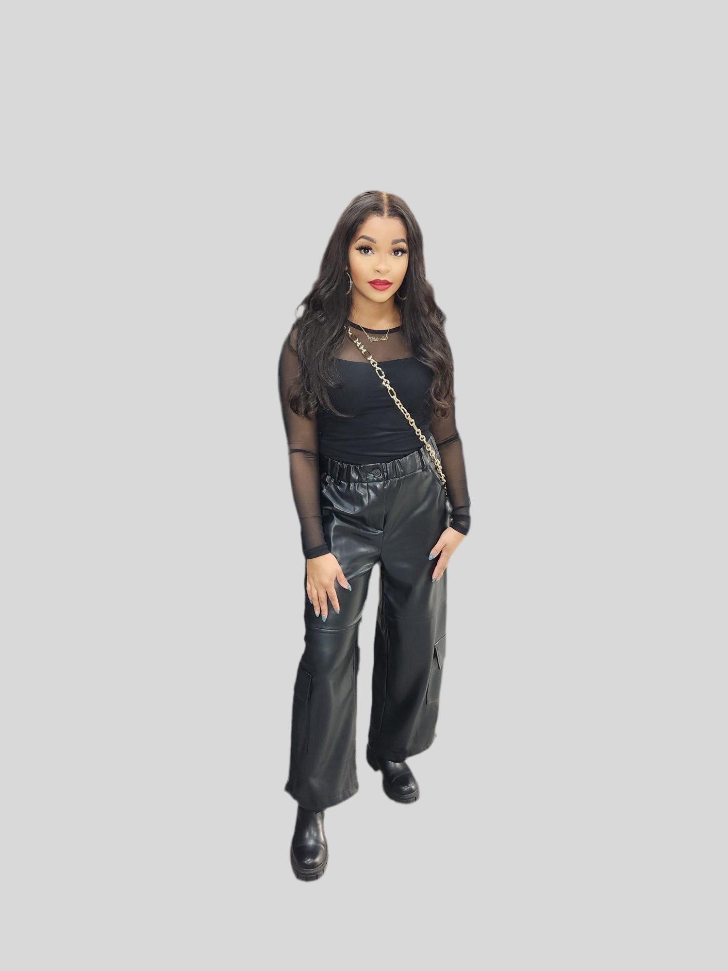 Vegan Leather Cargo Pant - Fly VSJ, Women's Clothing and Fashion Accessories