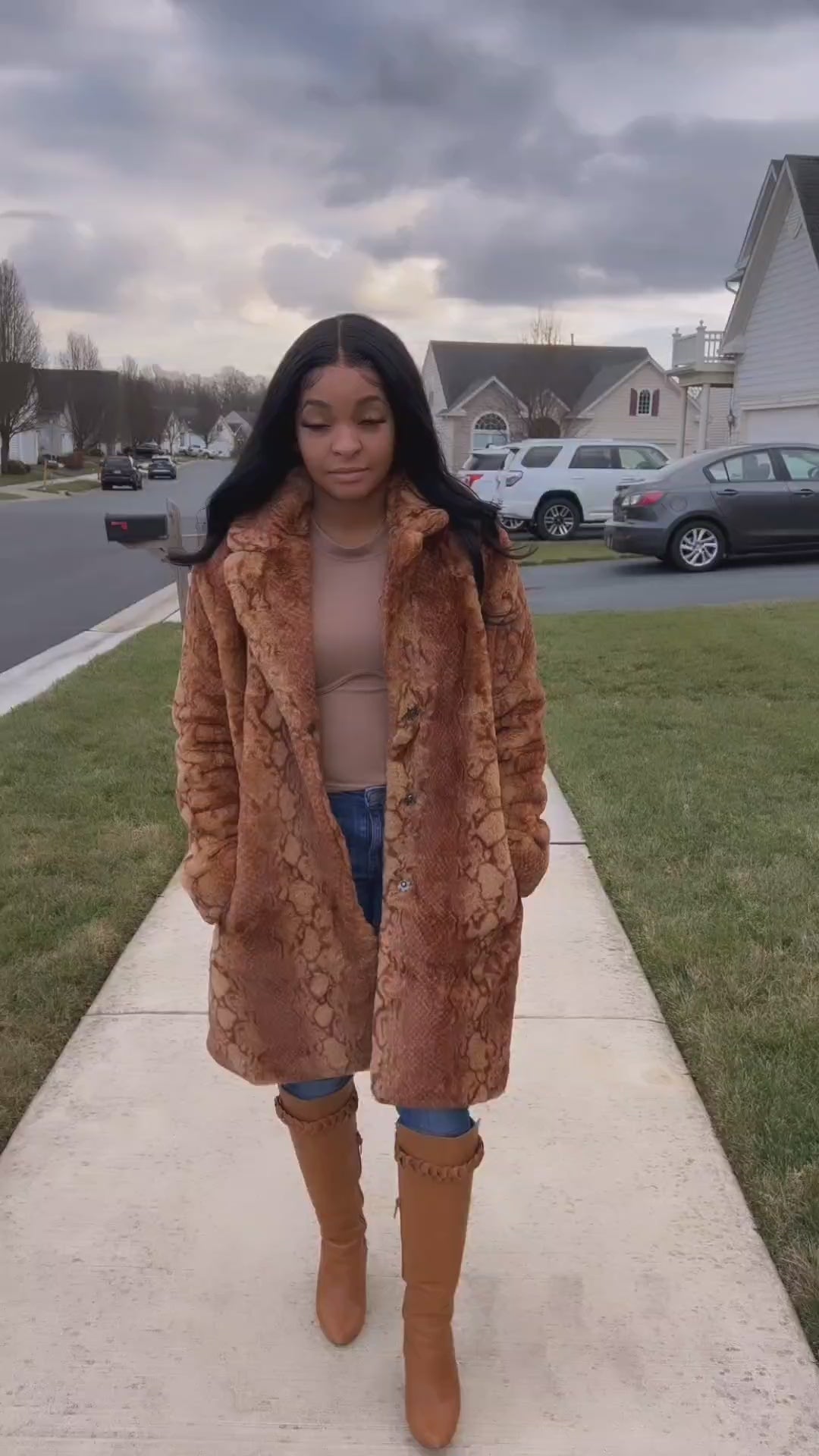 Plush Snake Print Faux Fur