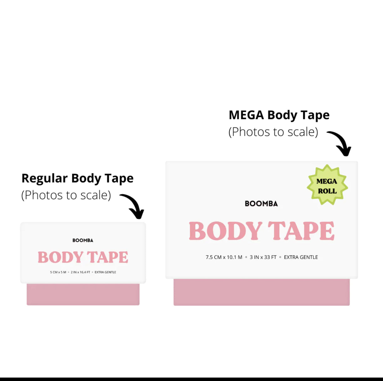 Difference between boomba Body Tape and Mega Roll Body Tape