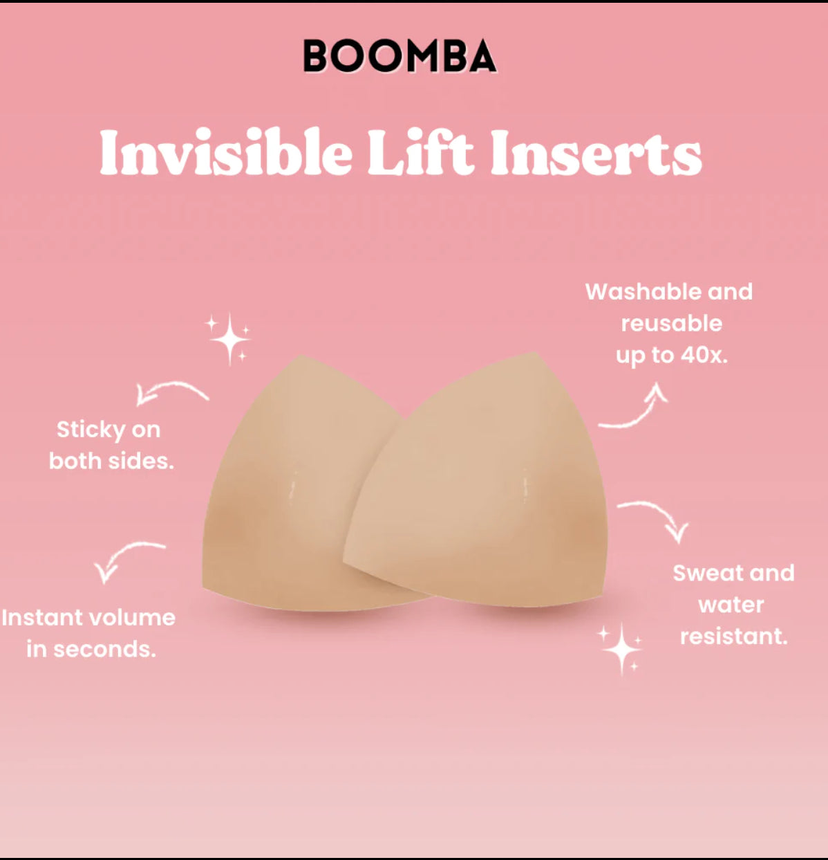 Boomba Bra INVISIBLE LIFT Inserts (PATENTED Double-Sided Adhesive Inserts  from USA)