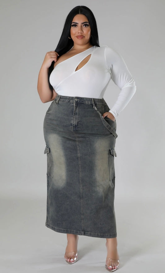 Denim Plus Size Skirt