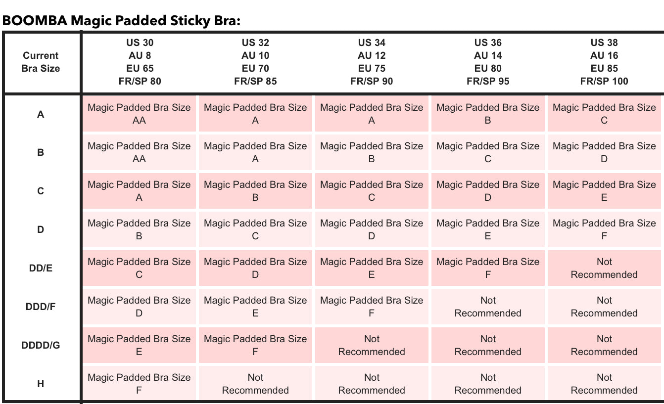 Magic Padded Sticky Bra choose bra size