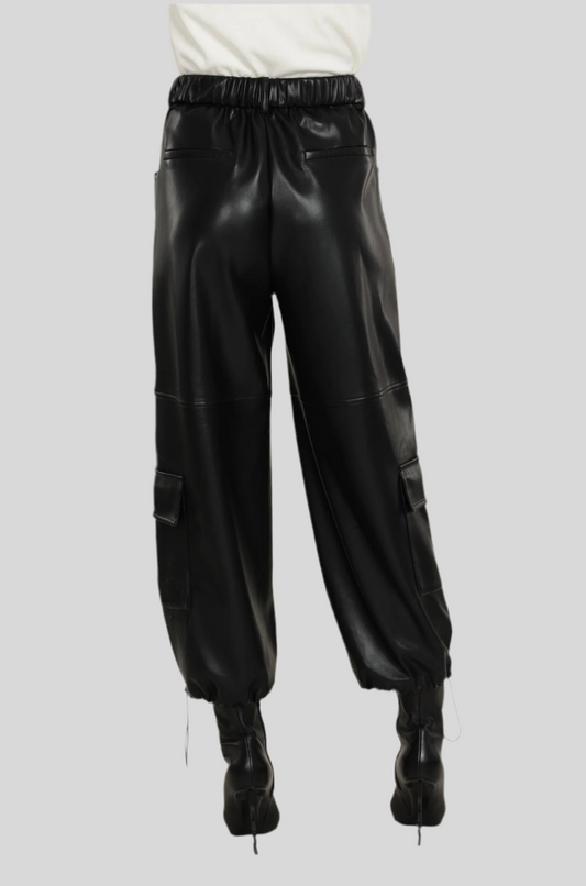 Vegan Leather Cargo Pant