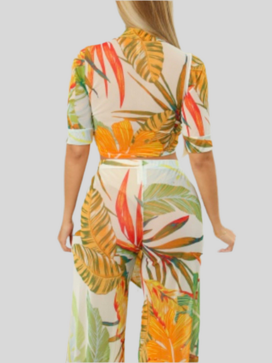 Mesh Tropical Pants Set