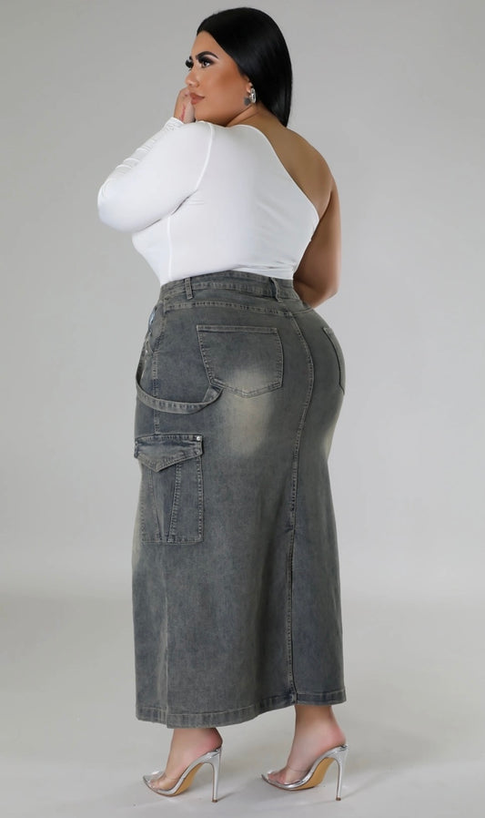 Denim Plus Size Skirt