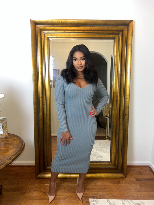 Slim Fit Ribbed Midi Dress