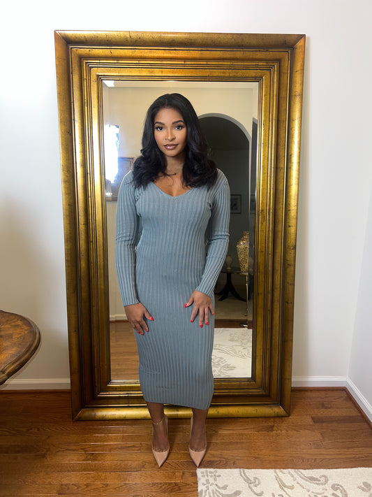 Slim Fit Ribbed Midi Dress