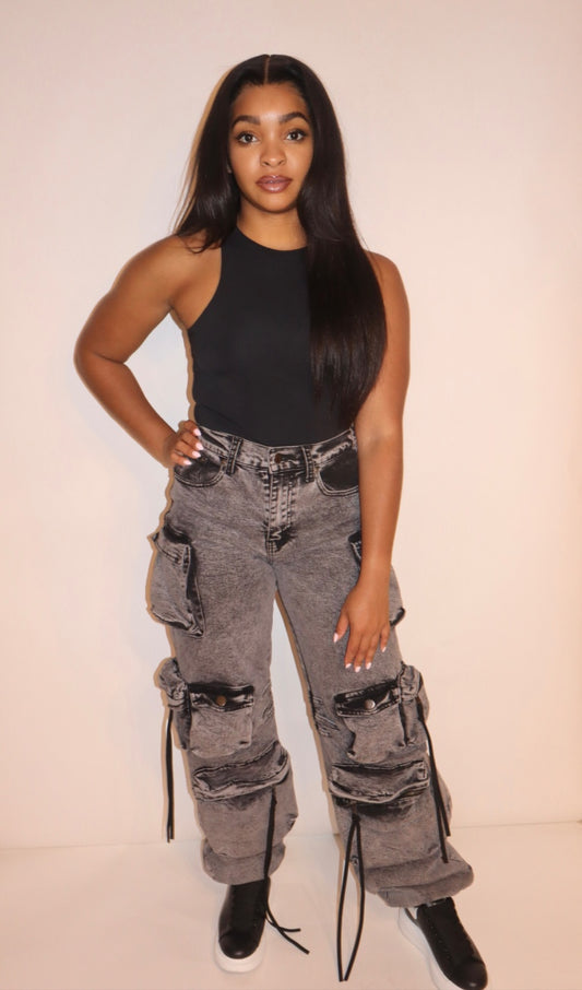 Cargo Denim Jogger Pants