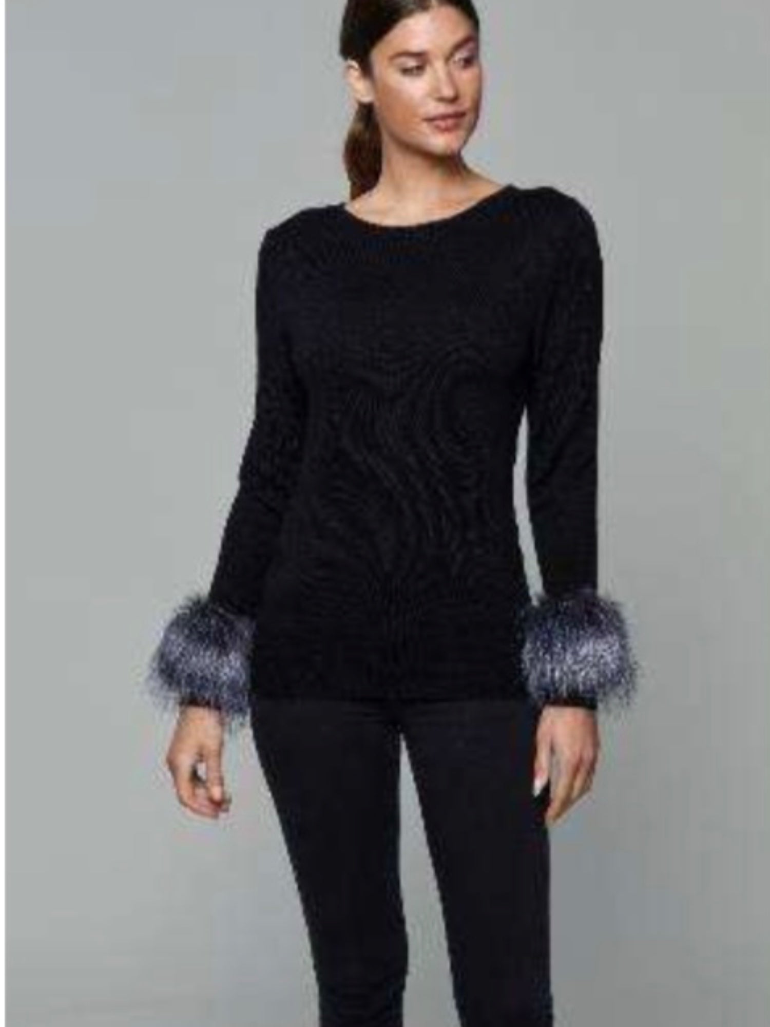 Faux fur cuff on sale sweater