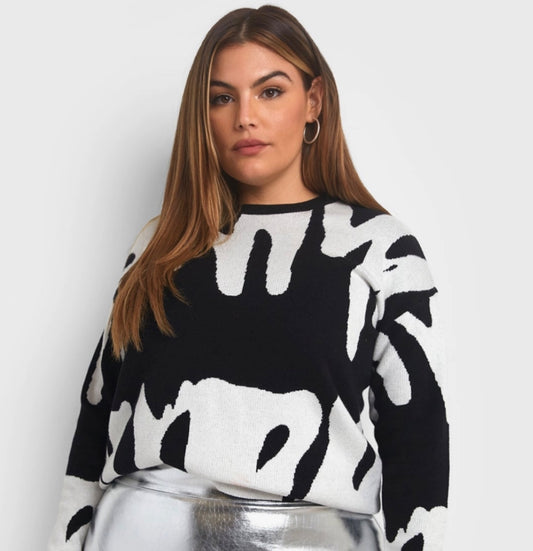 Knit Abstract Print Sweater