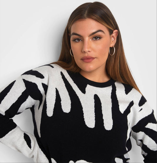 Knit Abstract Print Sweater