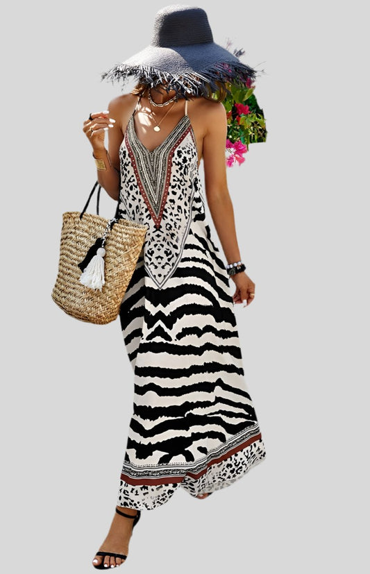 Animal Print Maxi Dress - Fly VSJ, Women's Clothing and Fashion Accessories