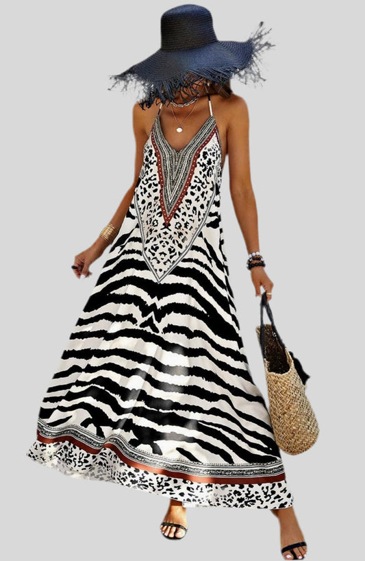 Animal Print Maxi Dress - Fly VSJ, Women's Clothing and Fashion Accessories