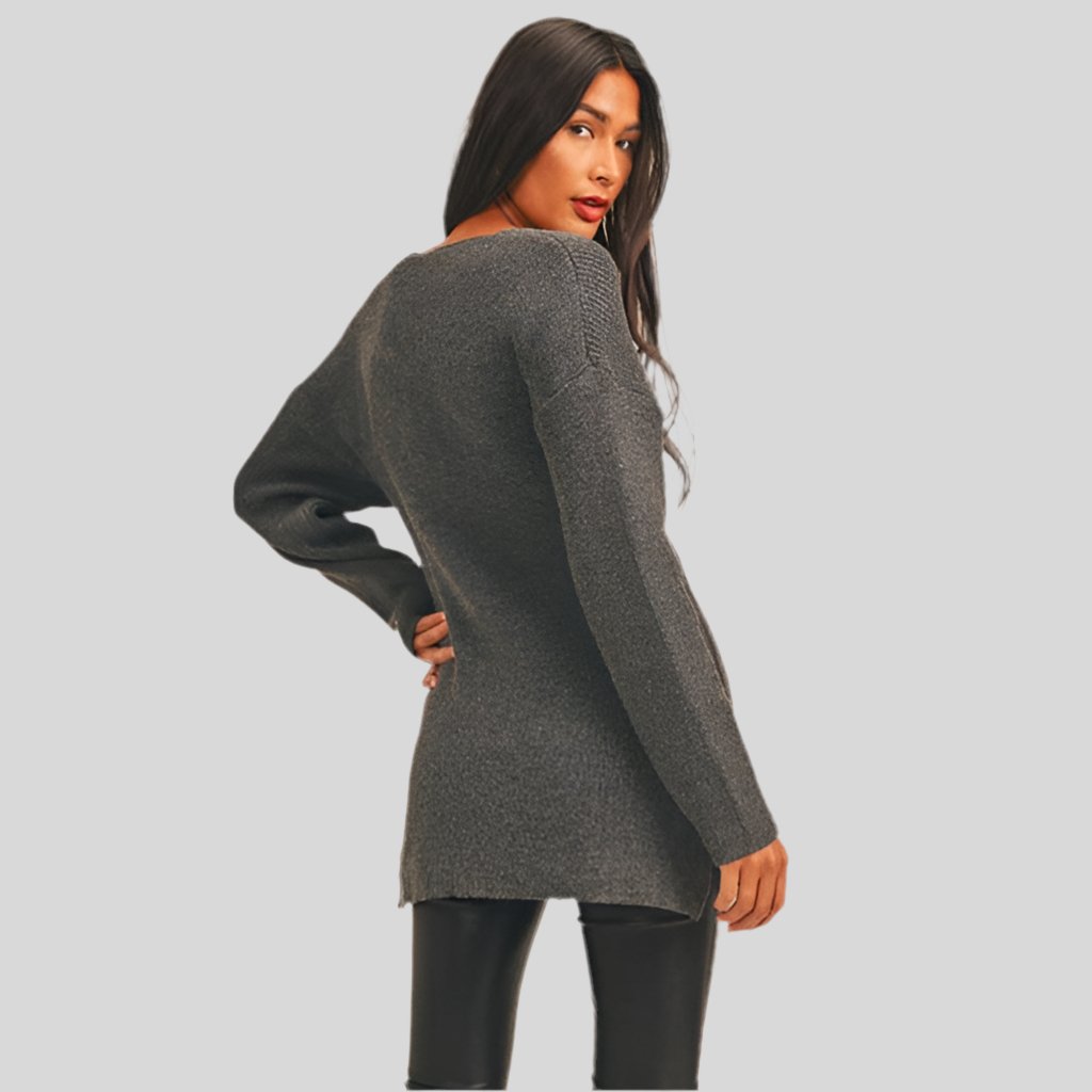 Ari Tie Front Sweater Dress/Top - Fly VSJ, Women's Clothing and Fashion Accessories