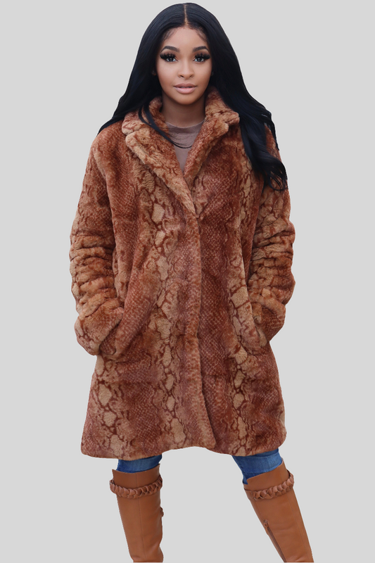 Plush Snake Print Faux Fur