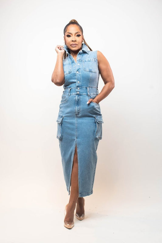 Cargo Denim Dress - Fly VSJ, Women's Clothing and Fashion Accessories