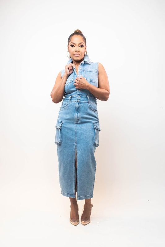 Cargo Denim Dress - Fly VSJ, Women's Clothing and Fashion Accessories