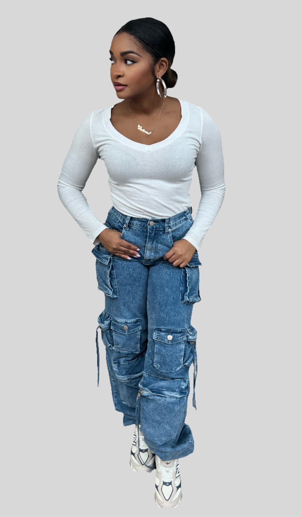 Cargo Denim Jogger Pants - Fly VSJ, Women's Clothing and Fashion Accessories