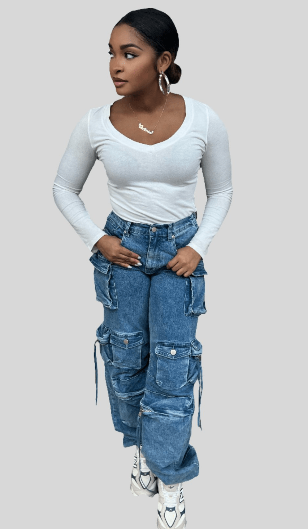 Cargo Denim Jogger Pants - Fly VSJ, Women's Clothing and Fashion Accessories