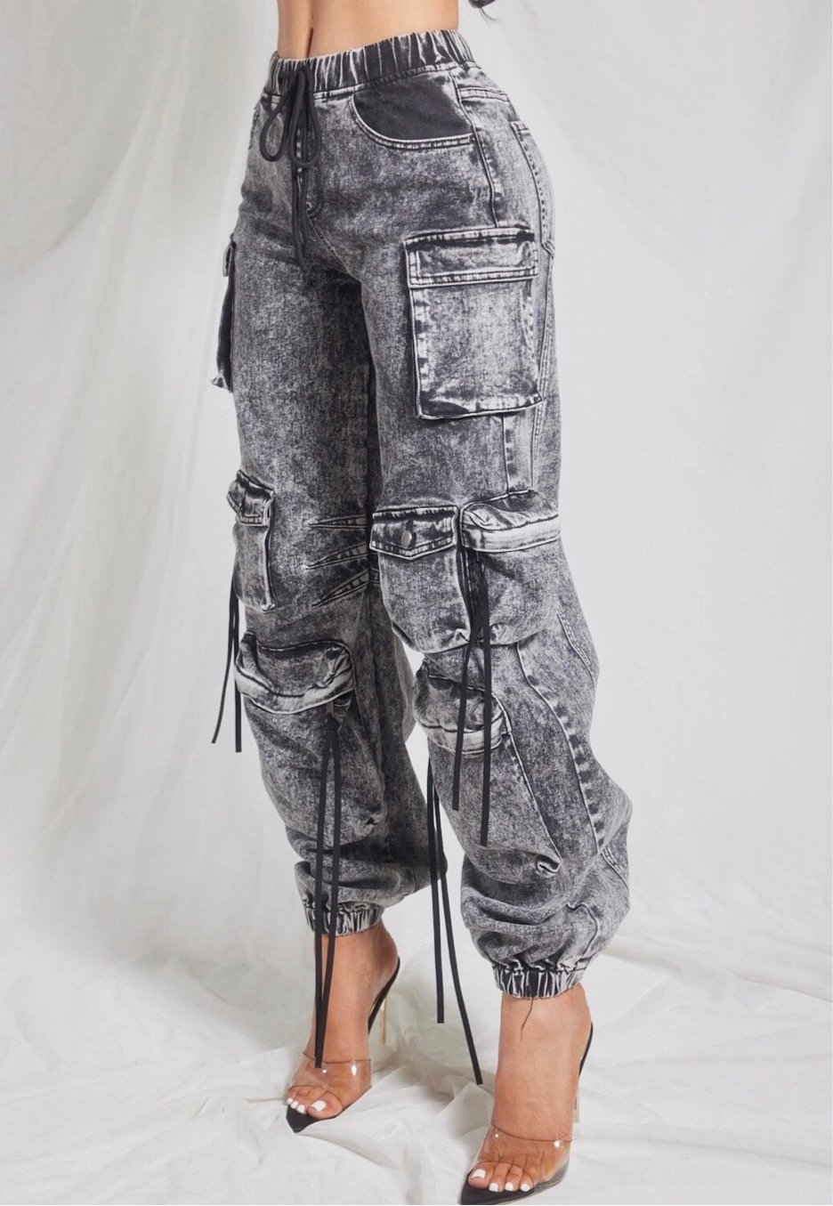 Cargo Denim Jogger Pants - Fly VSJ, Women's Clothing and Fashion Accessories