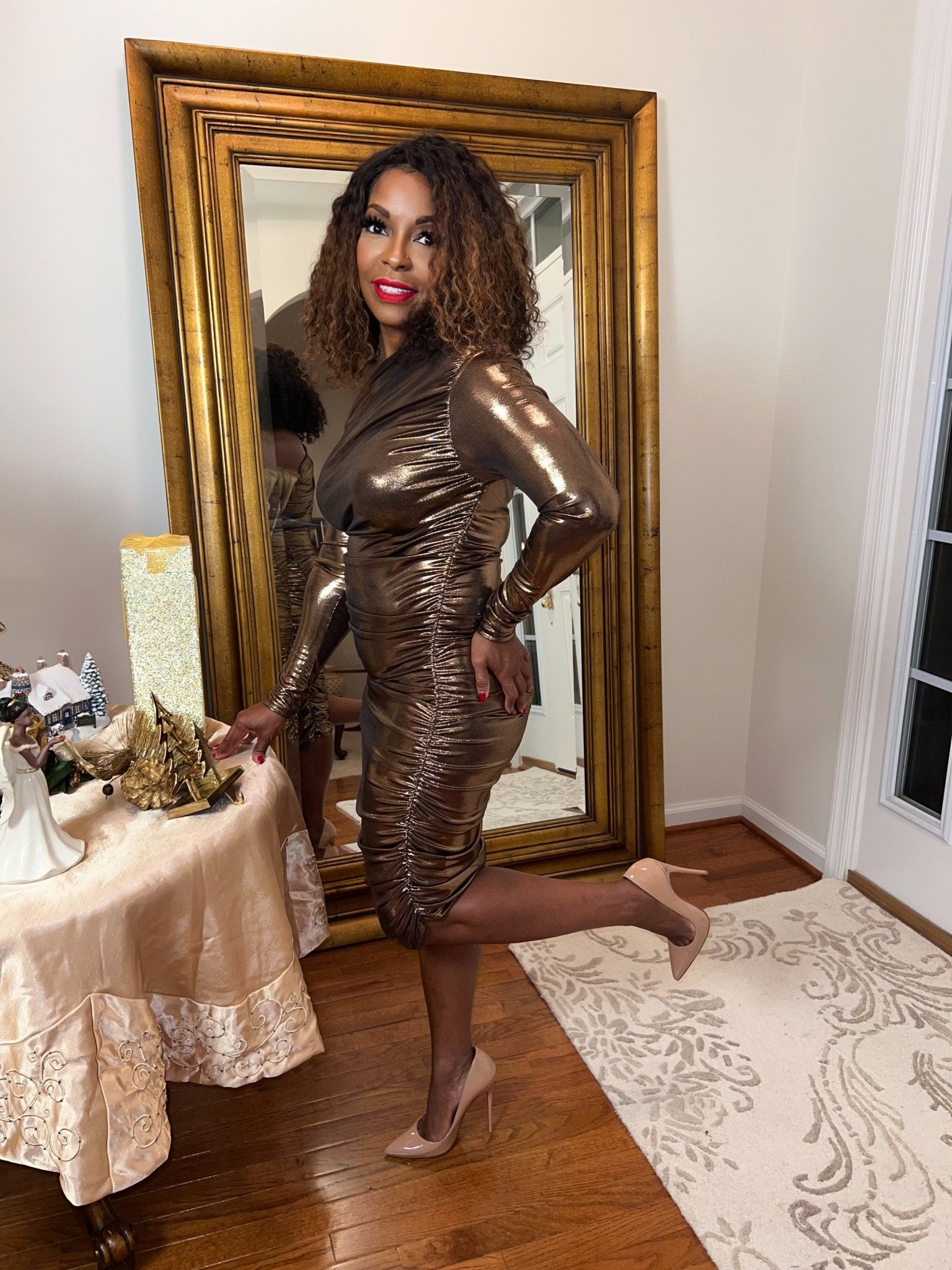 Casi Metallic Midi Dress - Fly VSJ, Women's Clothing and Fashion Accessories