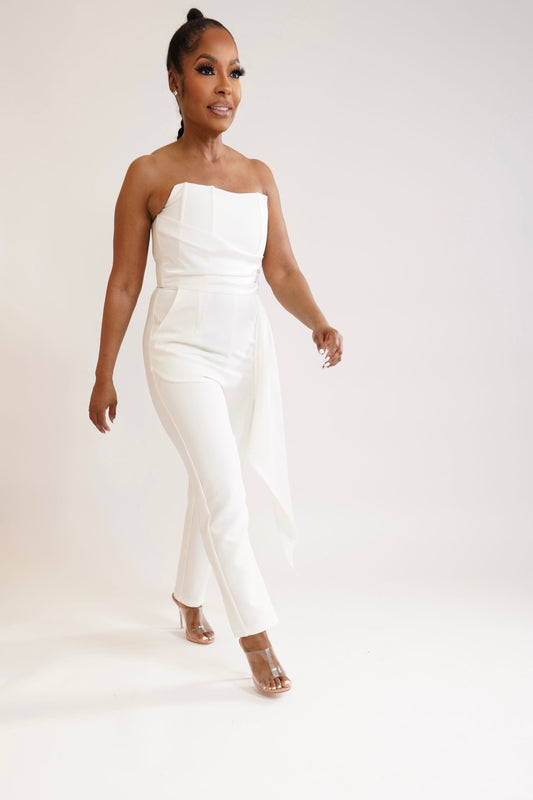 Classy Draped Bustier Jumpsuit (Final Sale) - Fly VSJ, Women's Clothing and Fashion Accessories