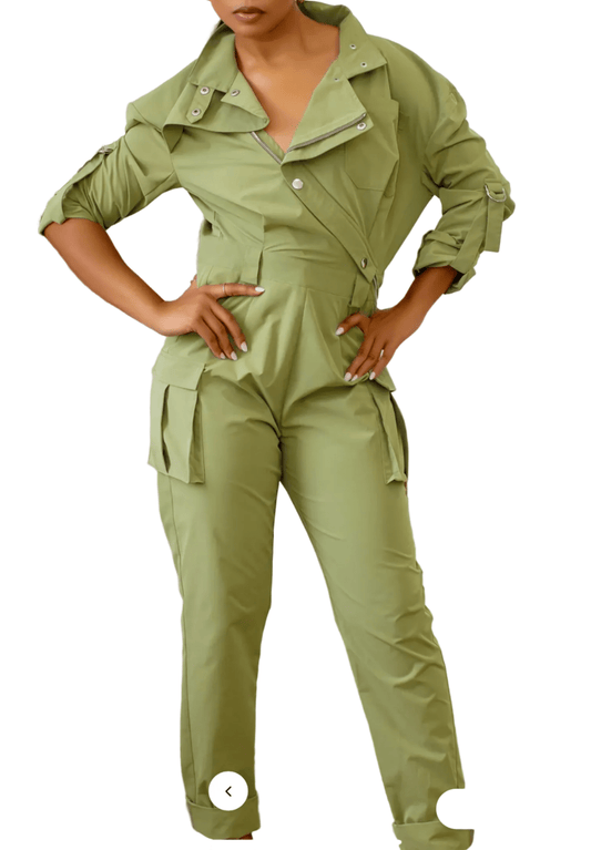 Command & Presence Cargo Jumpsuit - Fly VSJ, Women's Clothing and Fashion Accessories